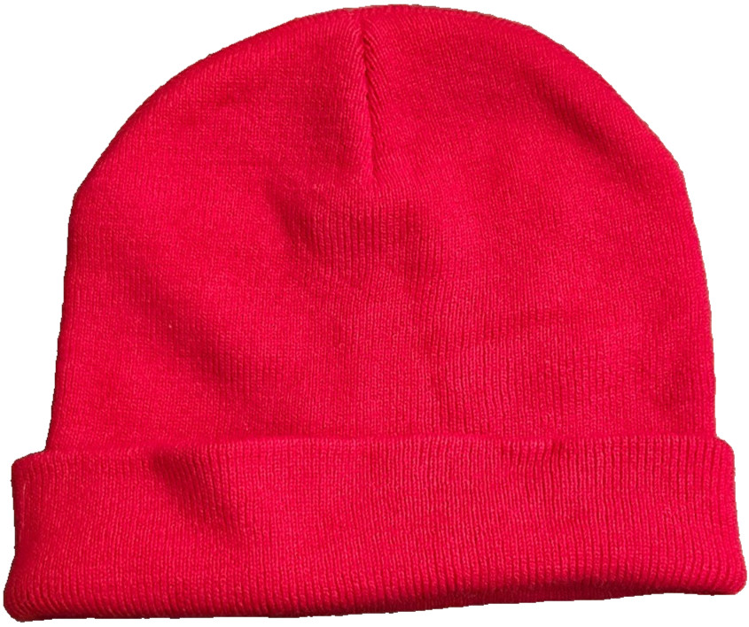 Red Beanie Hat Cuffed Knit Cap Winter Warm Unbranded Plain Solid Unisex Adult