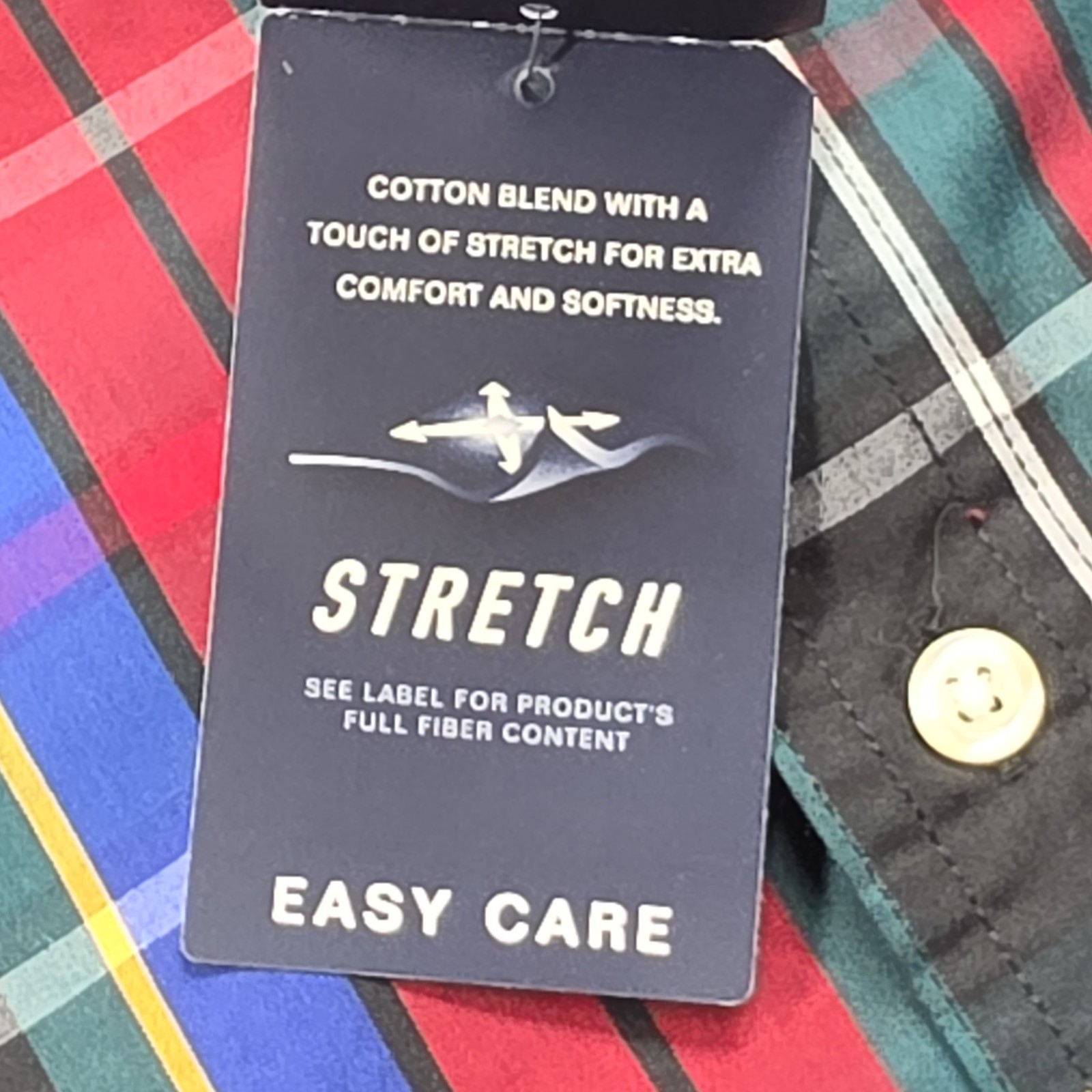 Chaps Men’s Large Plaid Stretch Button Down Shirt Easy Care Long Sleeve NWT