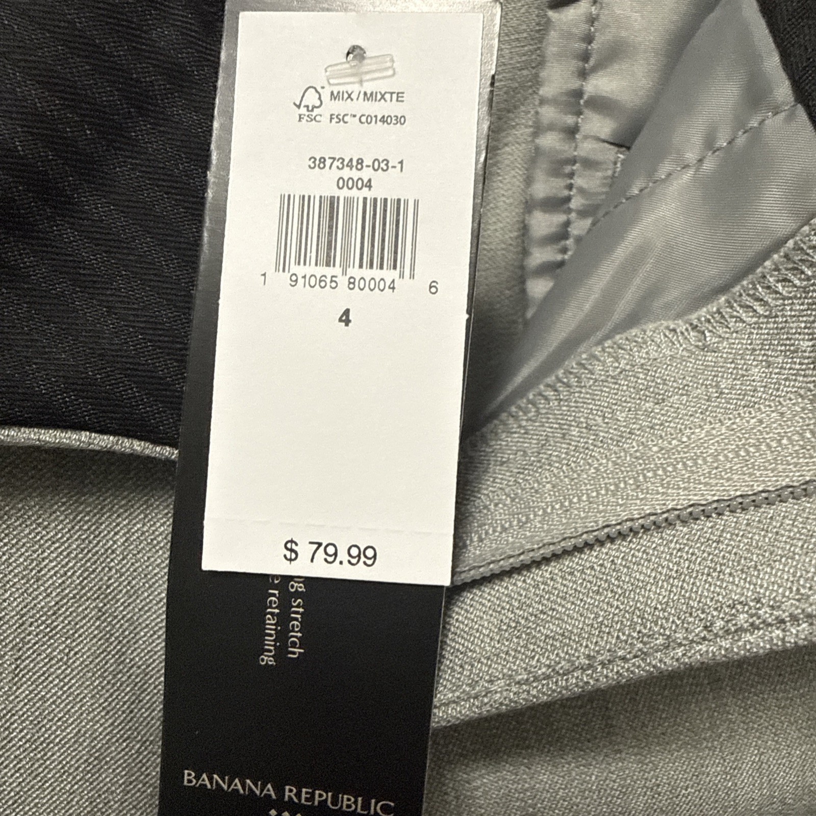 Banana Republic Sloan Curvy Fit Pants Women Sz.4 Light Gray Stretch Dress NWT
