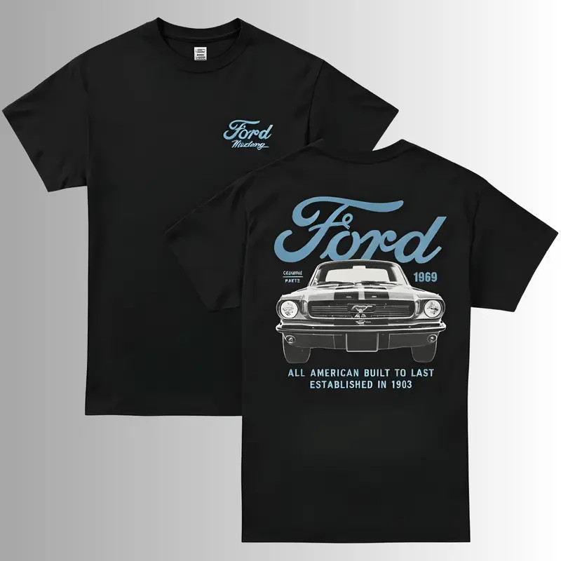 Mustang 1969 Built To Last American Muscle Car Graphic T-Shirt Tee