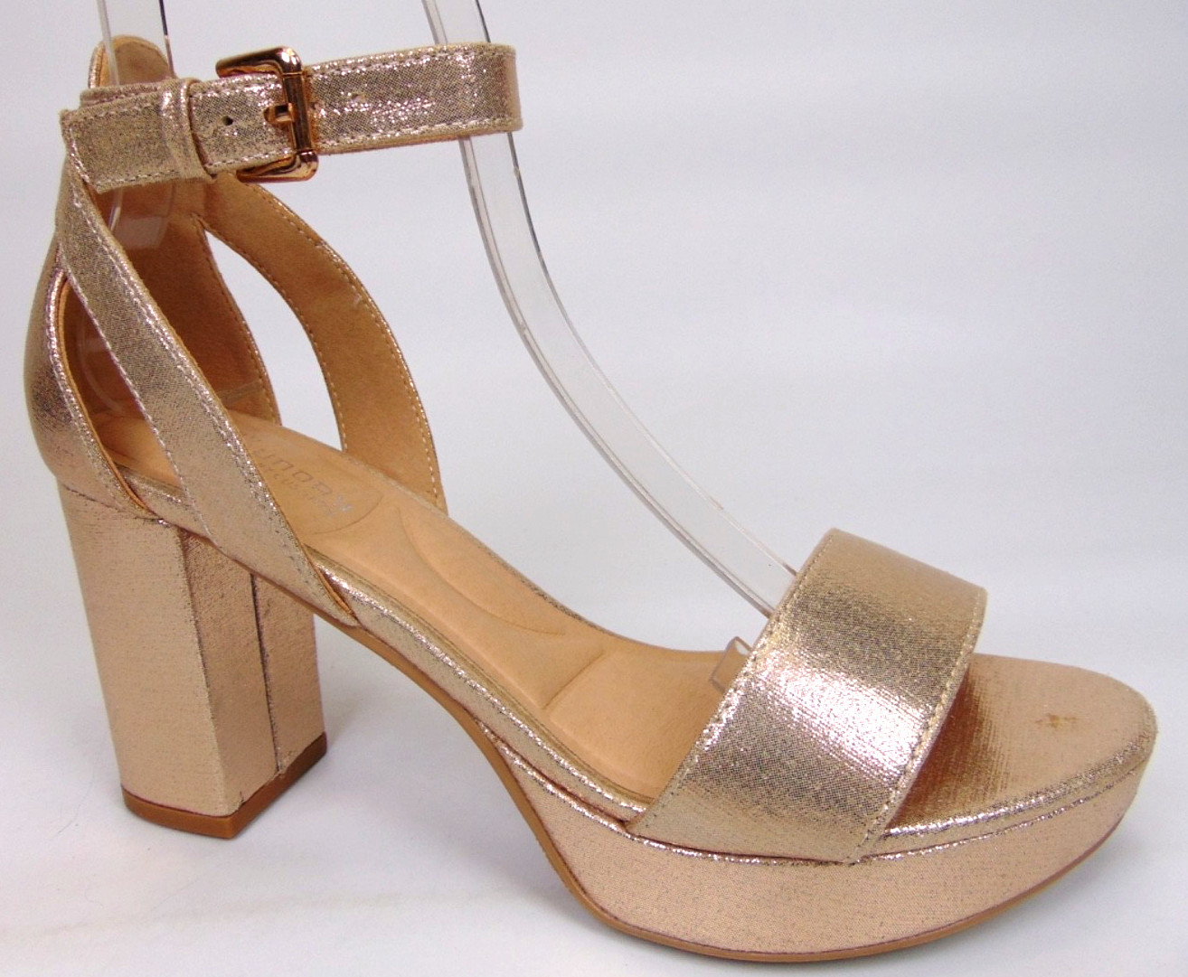 CL By Laundry Go On Ankle Strap Heels Pump Sandal, Women’s Size 7.0 WIDE, Gold