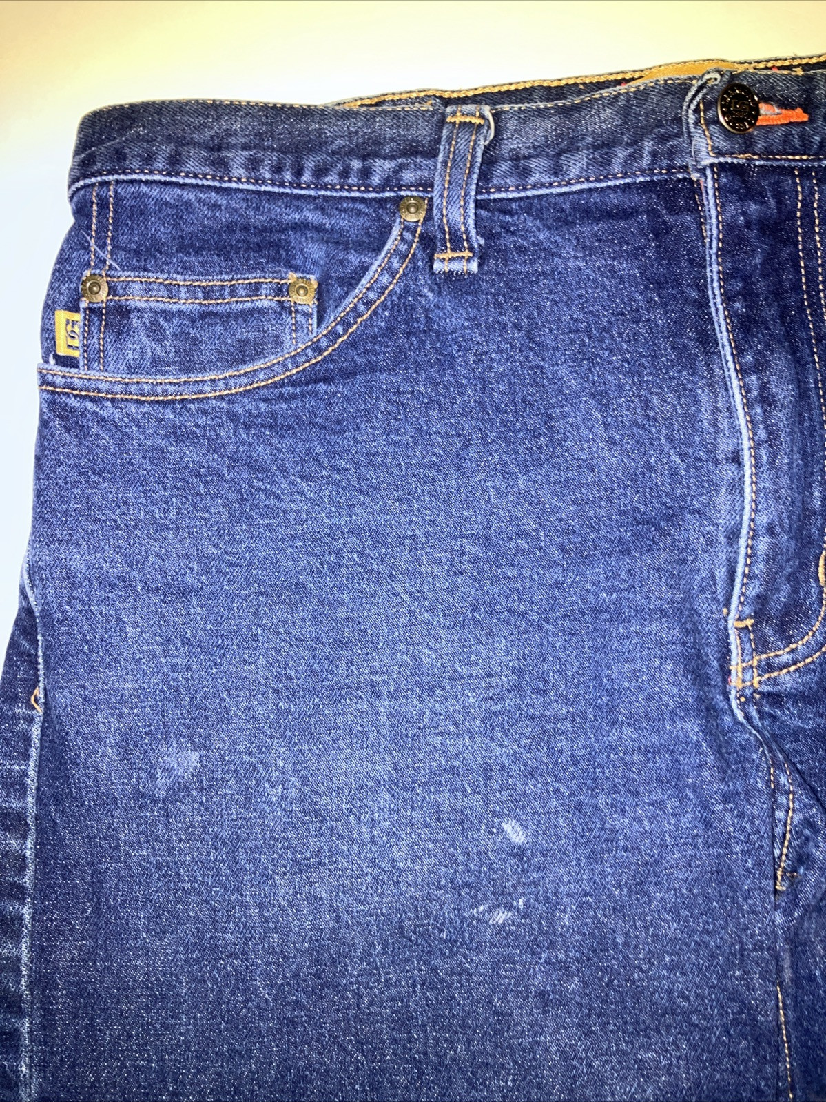 DIAMOND GUSSET Jeans Mens 36×27.5in Blue Denim Dungarees 🇺🇸Made in USA