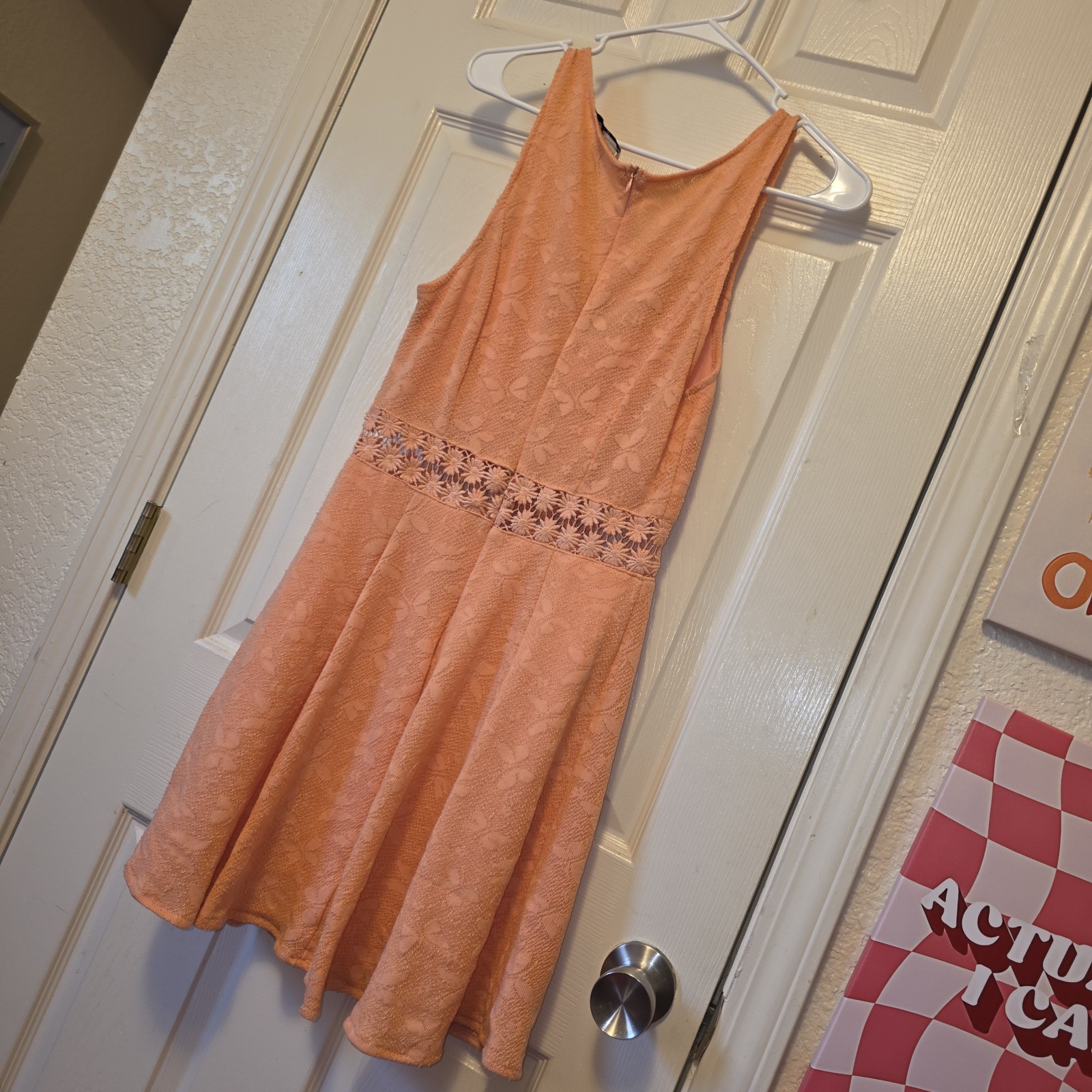 Womens American Rag Cie Retro Floral Butterly Crochet Fit And Flare Dress Medium