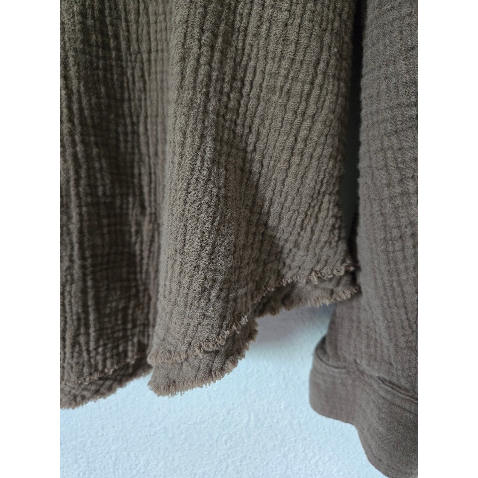 Free People Changing Horizons Crinkle Gauze Top Henley Boho Large