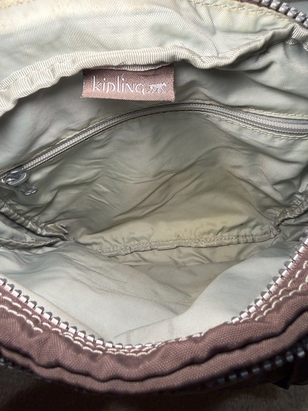 Kipling Chocolate Brown Nylon Lancelot Crossbody Messenger Bag Multi Pocket Flap