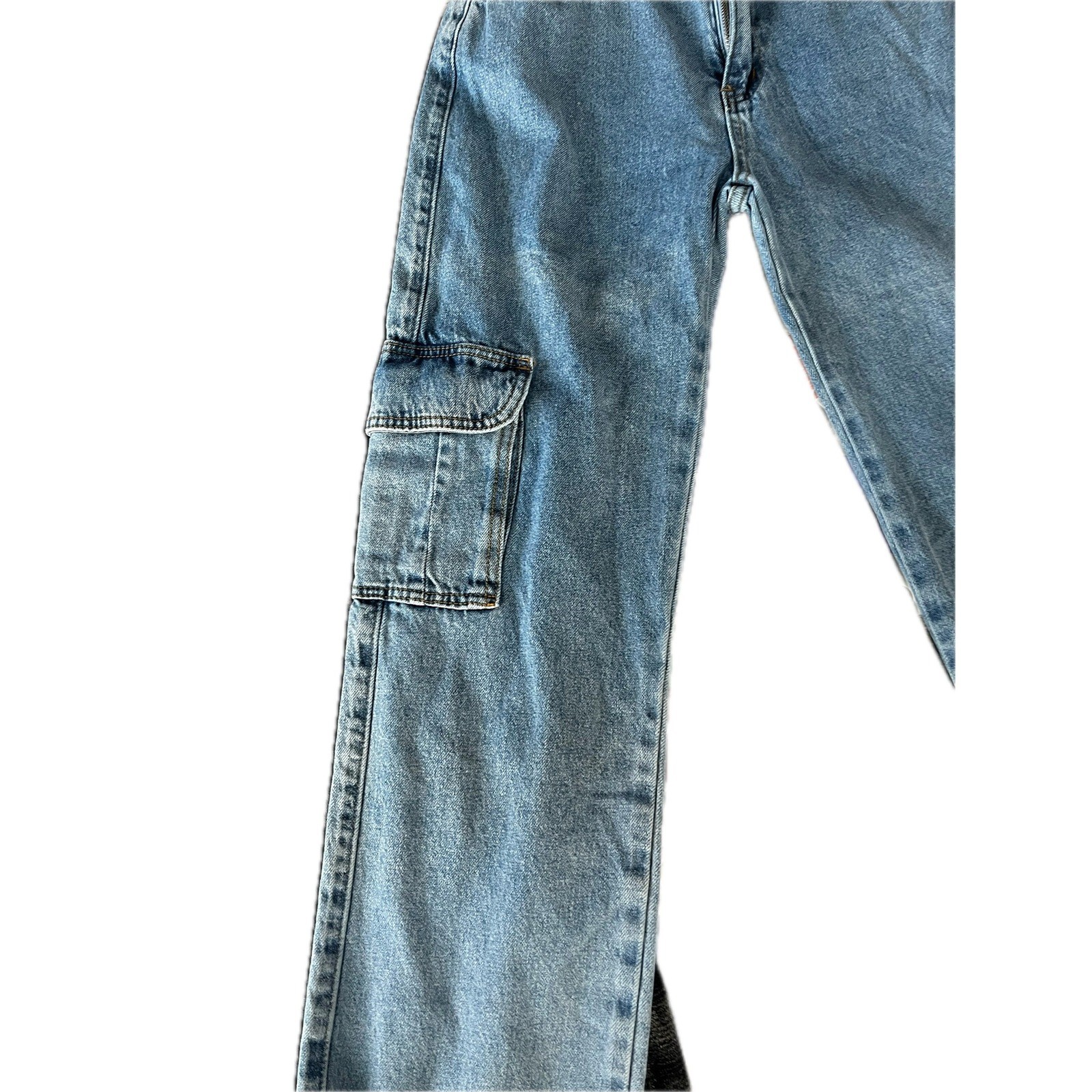 AMAZING y2k Beginning Boutique Light Wash Cargo Jeans Wide Leg Women’s Size 4