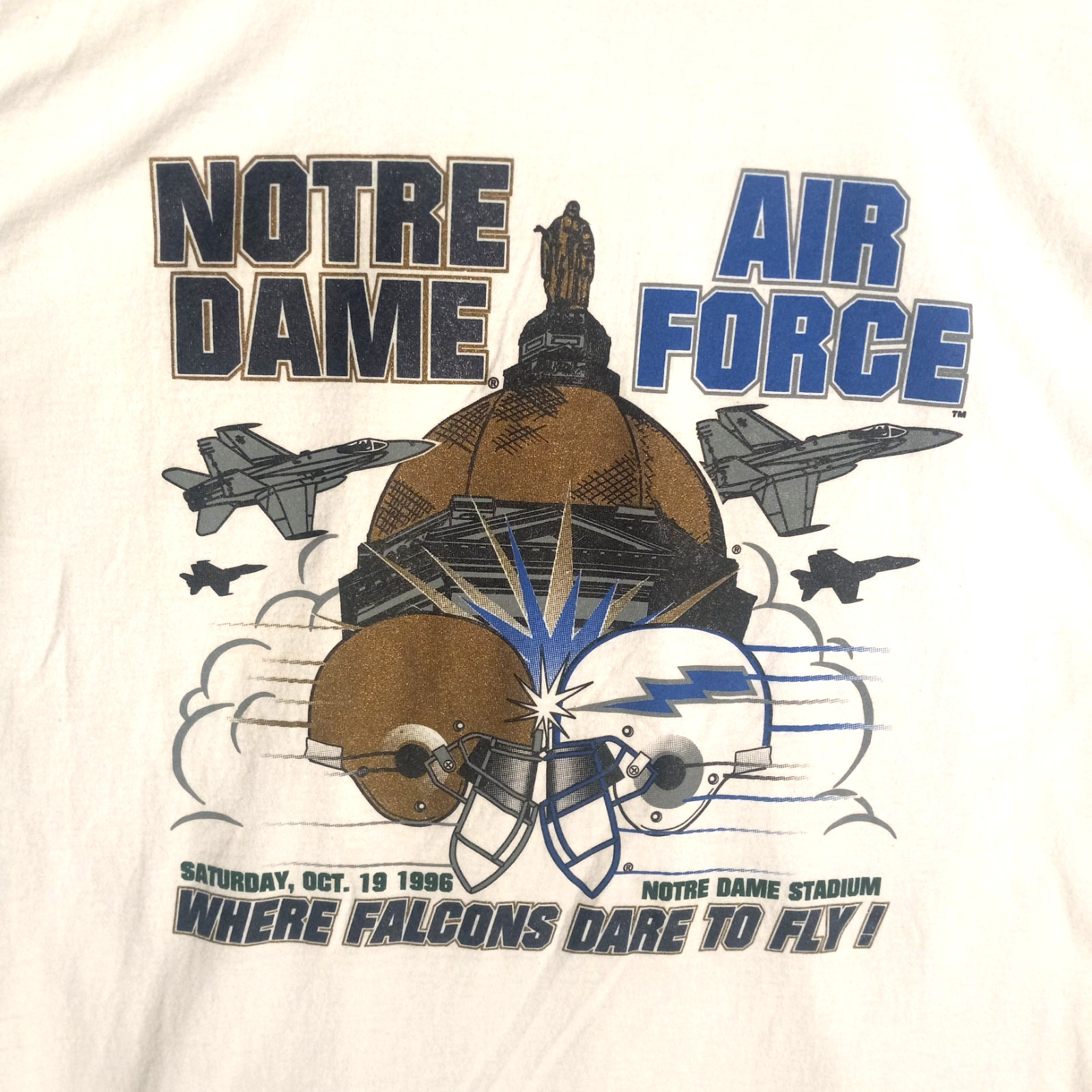Vintage Notre Dame Air Force 1996 Jansport White T-Shirt XL College Football