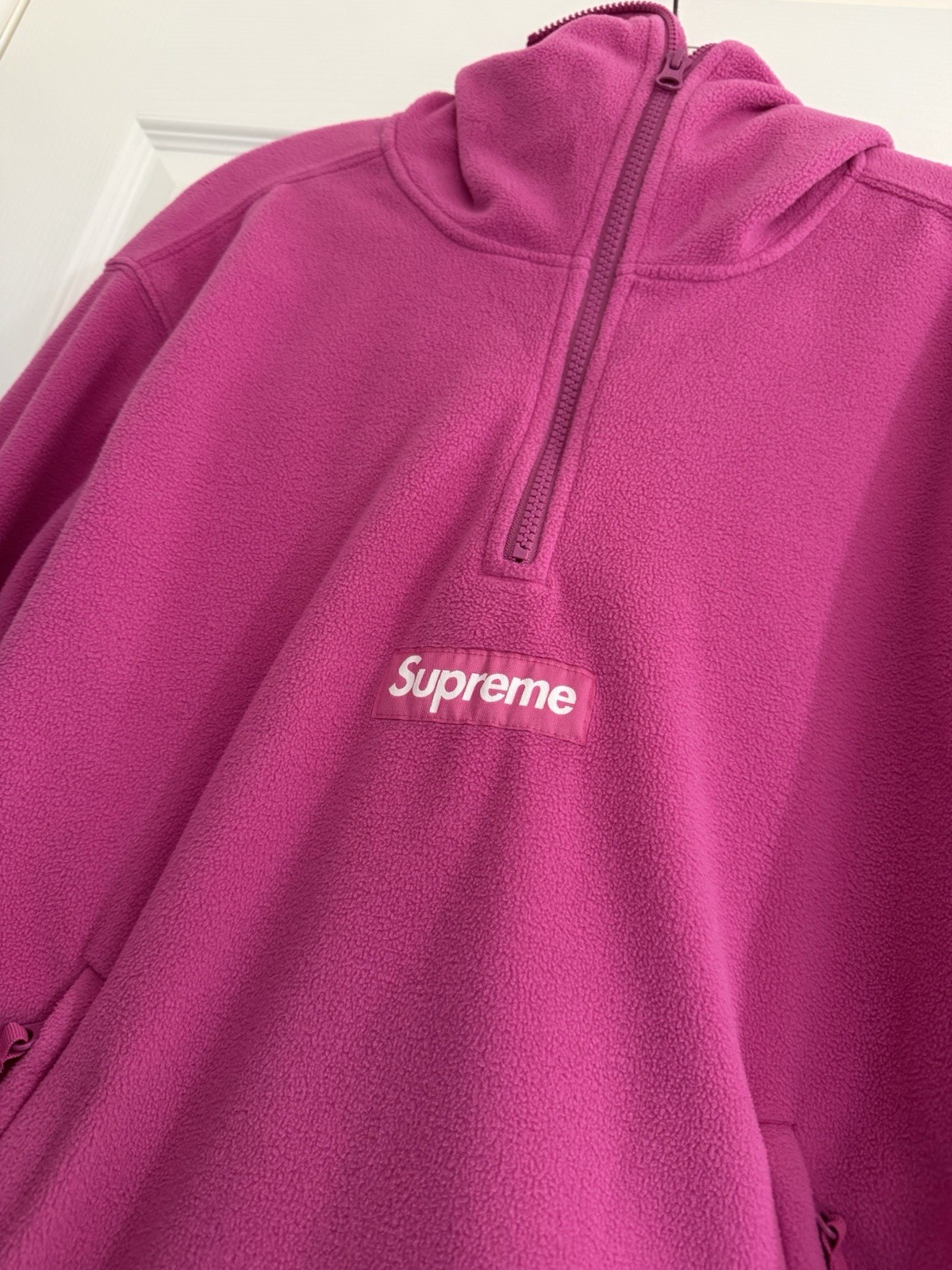 Supreme Polartec Face Mask 1/2 Zip Hooded Sweatshirt Pink Size S WORN TWICE