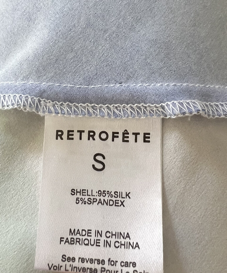 New Retrofete Rylynn Silk Dress in Watercolor Wave Size S $425