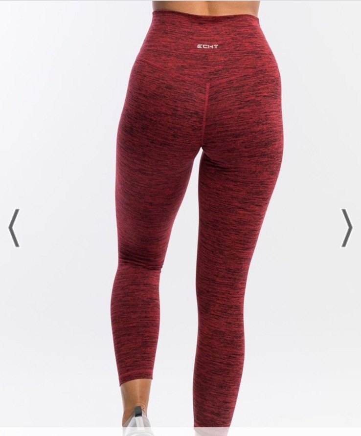 Echt Active Leggings – Berry Marl small flattering back seams red/black HRise