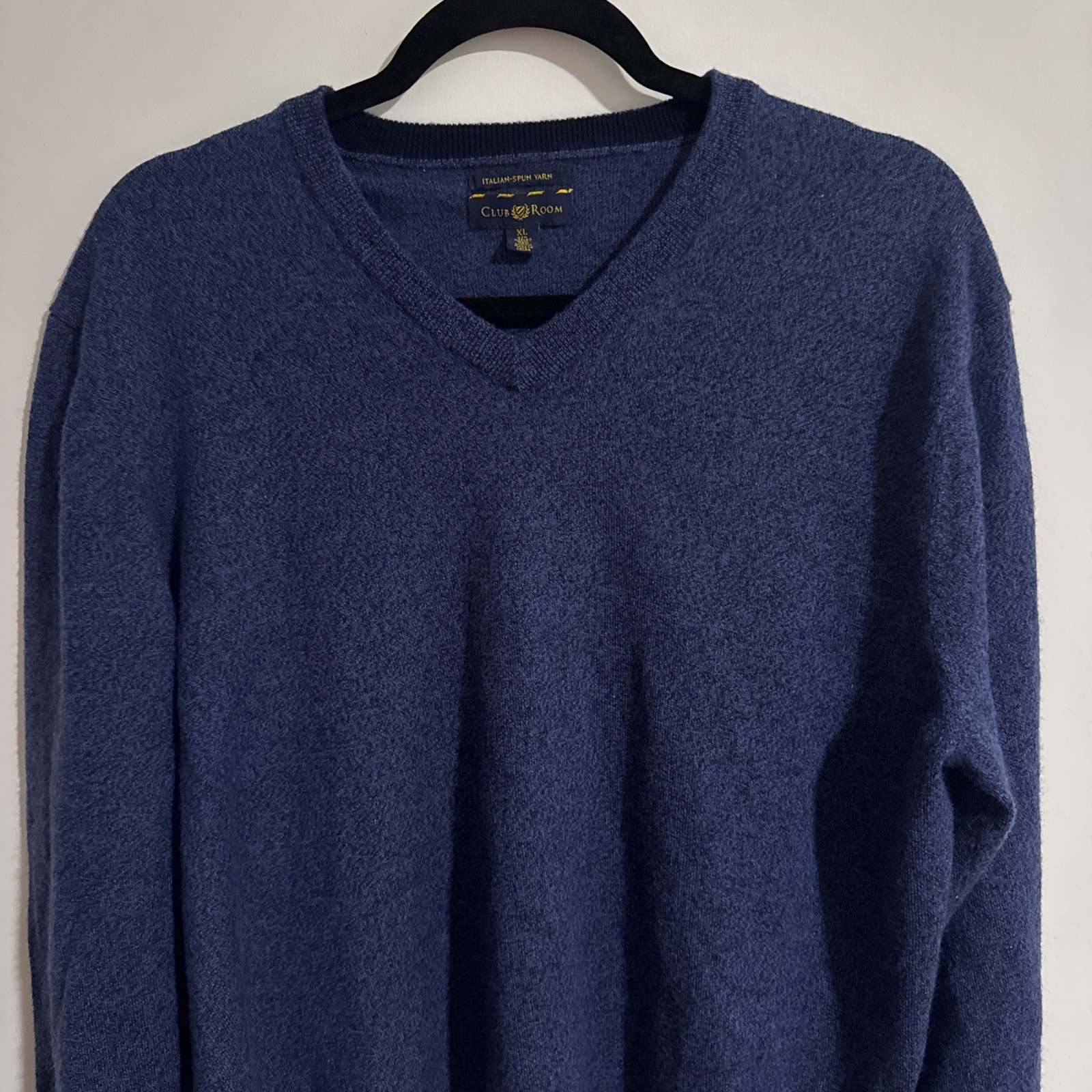 Club Room Sweater Mens XL Navy Blue Merino Wool Blend Crew Neck Minimalist