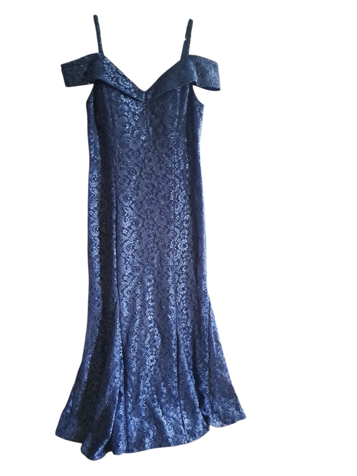 NEW NO TAGS Ladies Long Formal Gray Lace Dress By R&M RICHARDS Size 14