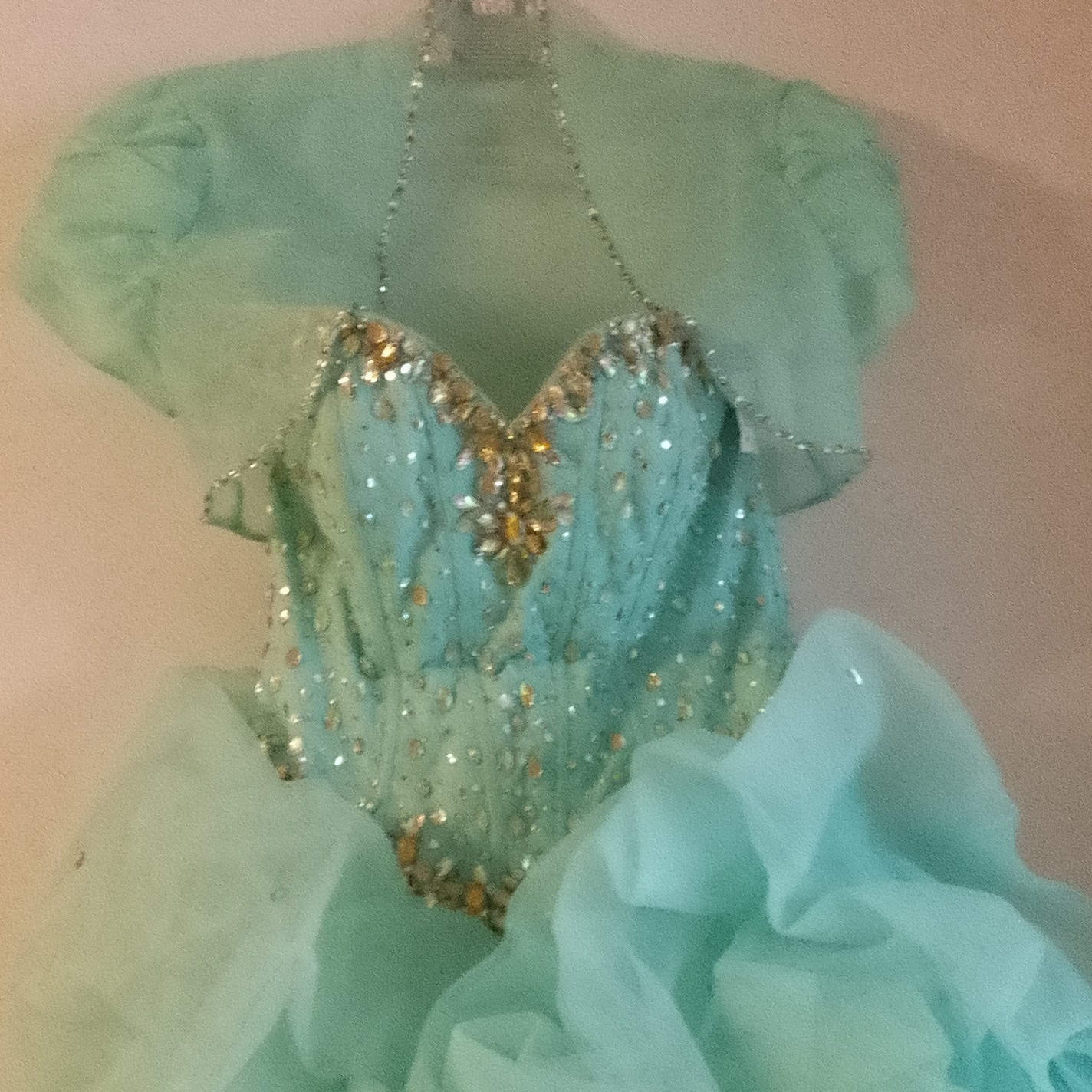 Mori Lee by Madeline Gardner Light Blue Ball Gown with Gold Accents