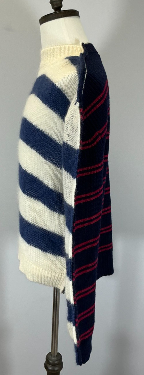 Marni Half-and-Half Men’s Size 46 IT Blue China Striped Sweater NWT