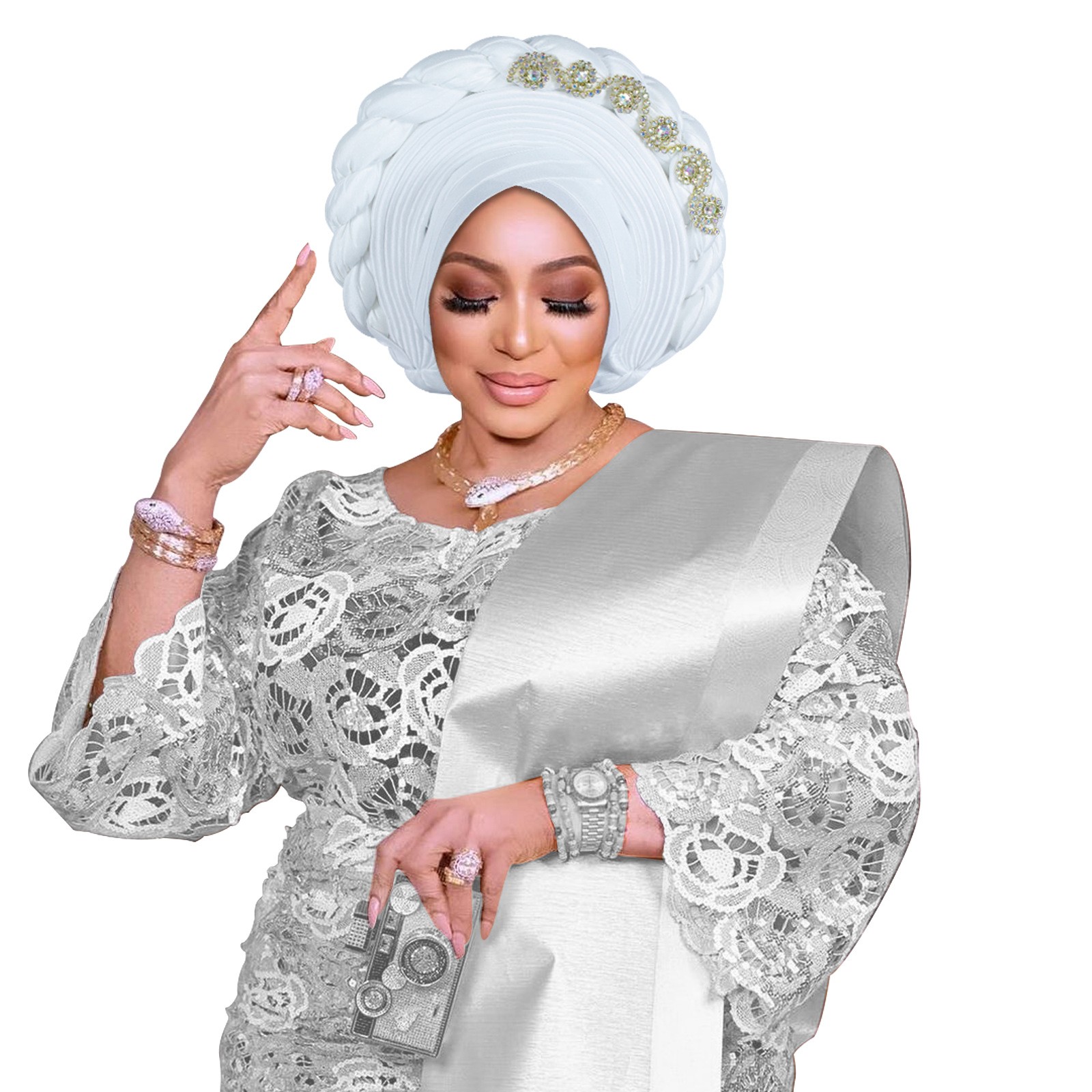 African Women Turban Nigerian Headwear Multi-Layer Headtie Wedding Hat Head Wrap