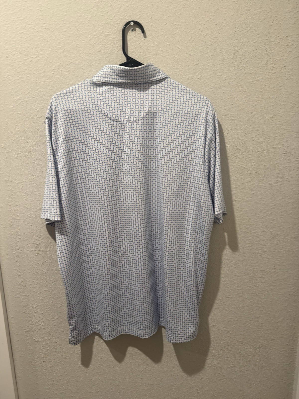 Johnston & Murphy Performance Men’s L Blue/White Geometric Short Sleeve Polo