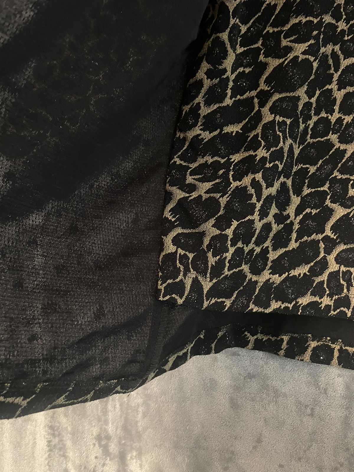 CONNECTED APPAREL CARDIGAN ATTACHED TOP Sparkle Black Tan Size L