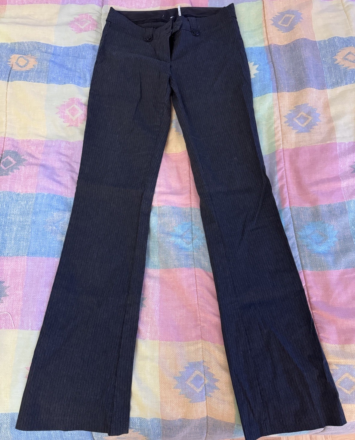 Papaya Women’s Black Ribbed Flare Pants Size S Stretch Bootcut Cotton Blend