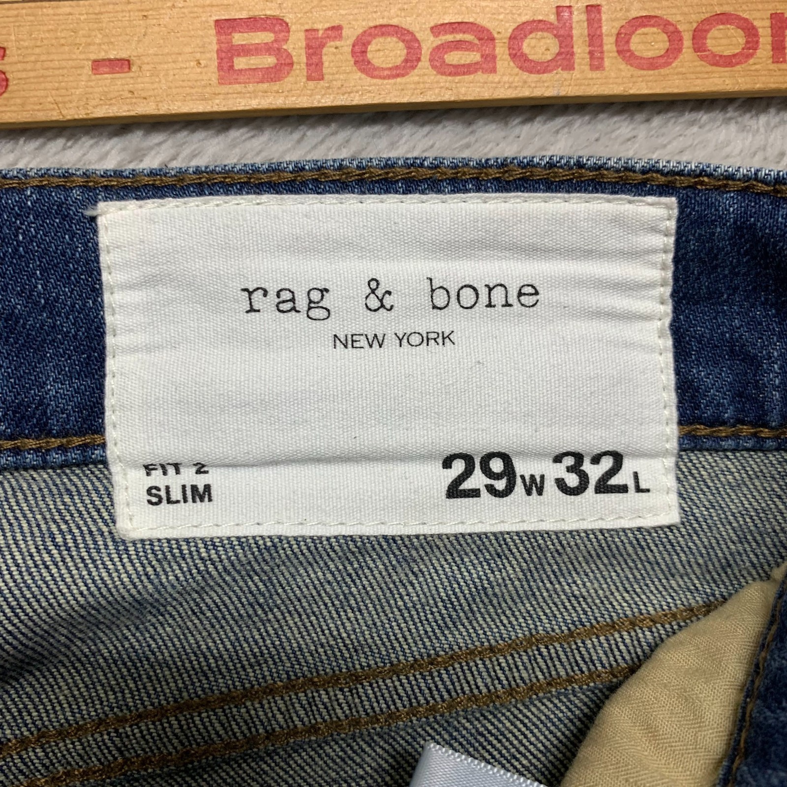 Rag & Bone Jeans Fit 2 Slim Zipper Fly Medium Faded Men’s 31×32 Tags Attached