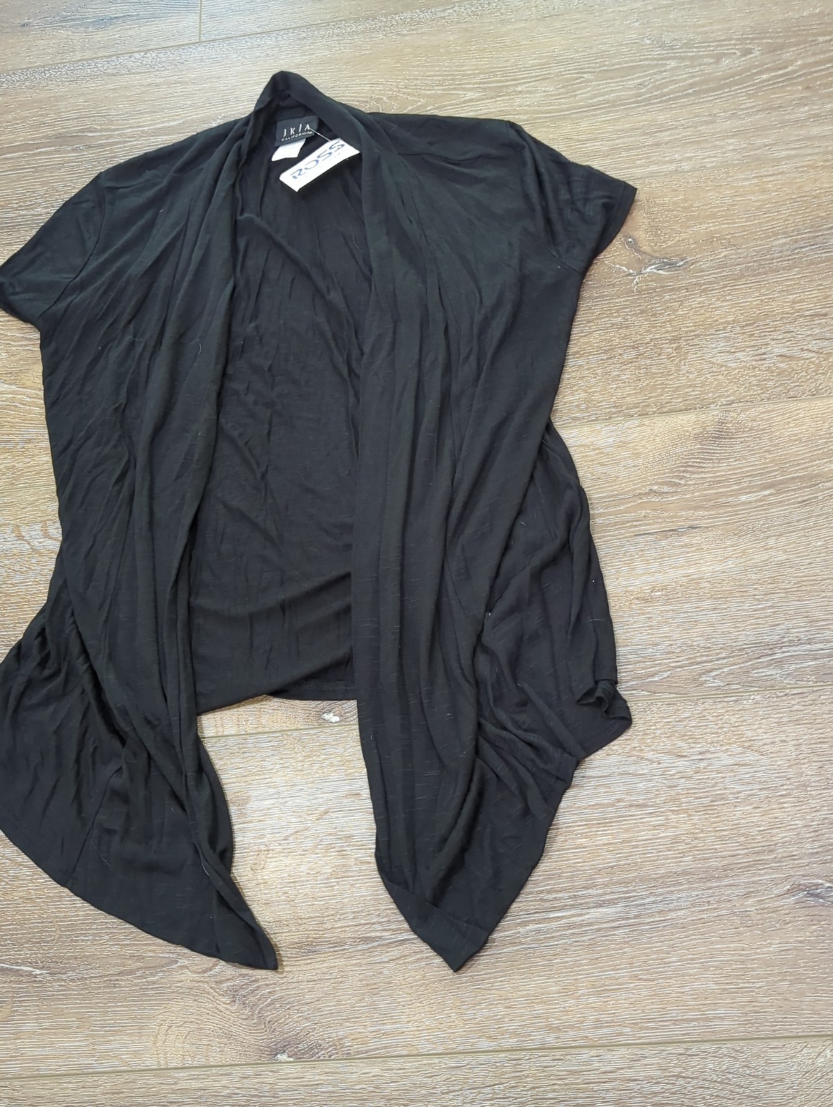 JKLA Open Front Light Weight Cardigan Black Size Medium Sheer Short Sleeve
