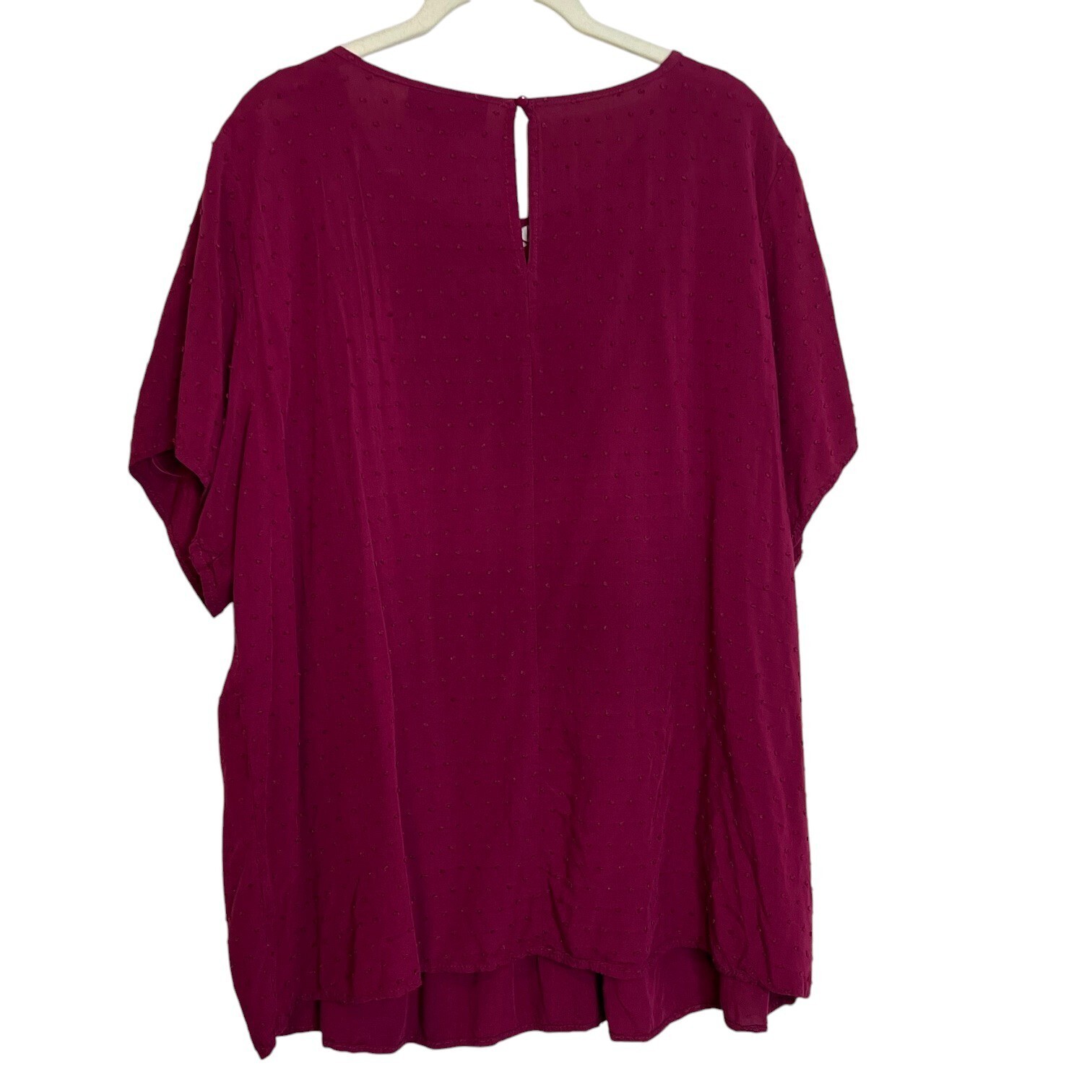 Lane Bryant Womens Swiss Dot Blouse Size 20 Raspberry Crochet Accents Boho