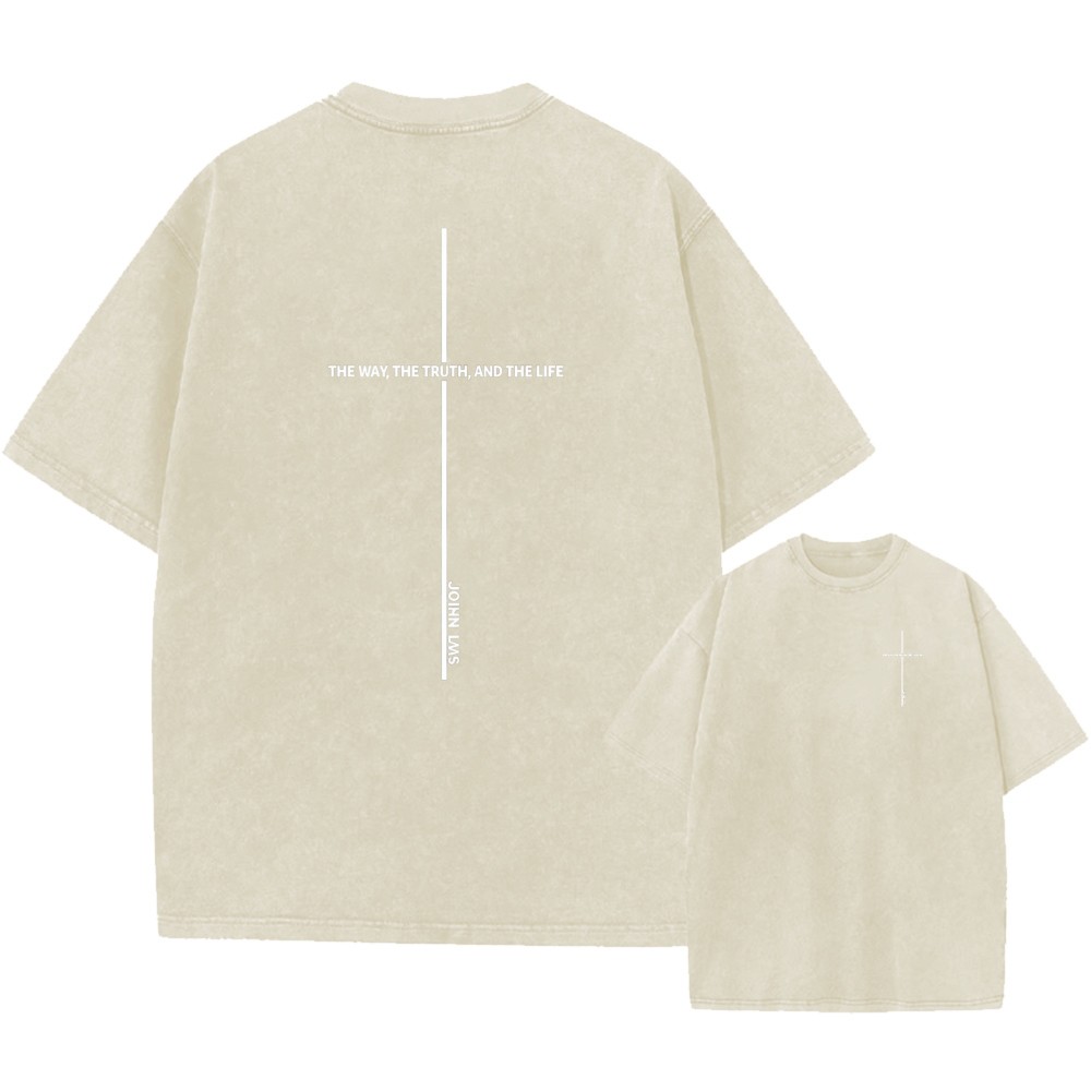 100% Cotton Oversized T-Shirt, Scripture Cross Vintage Streetwear Unisex Tee