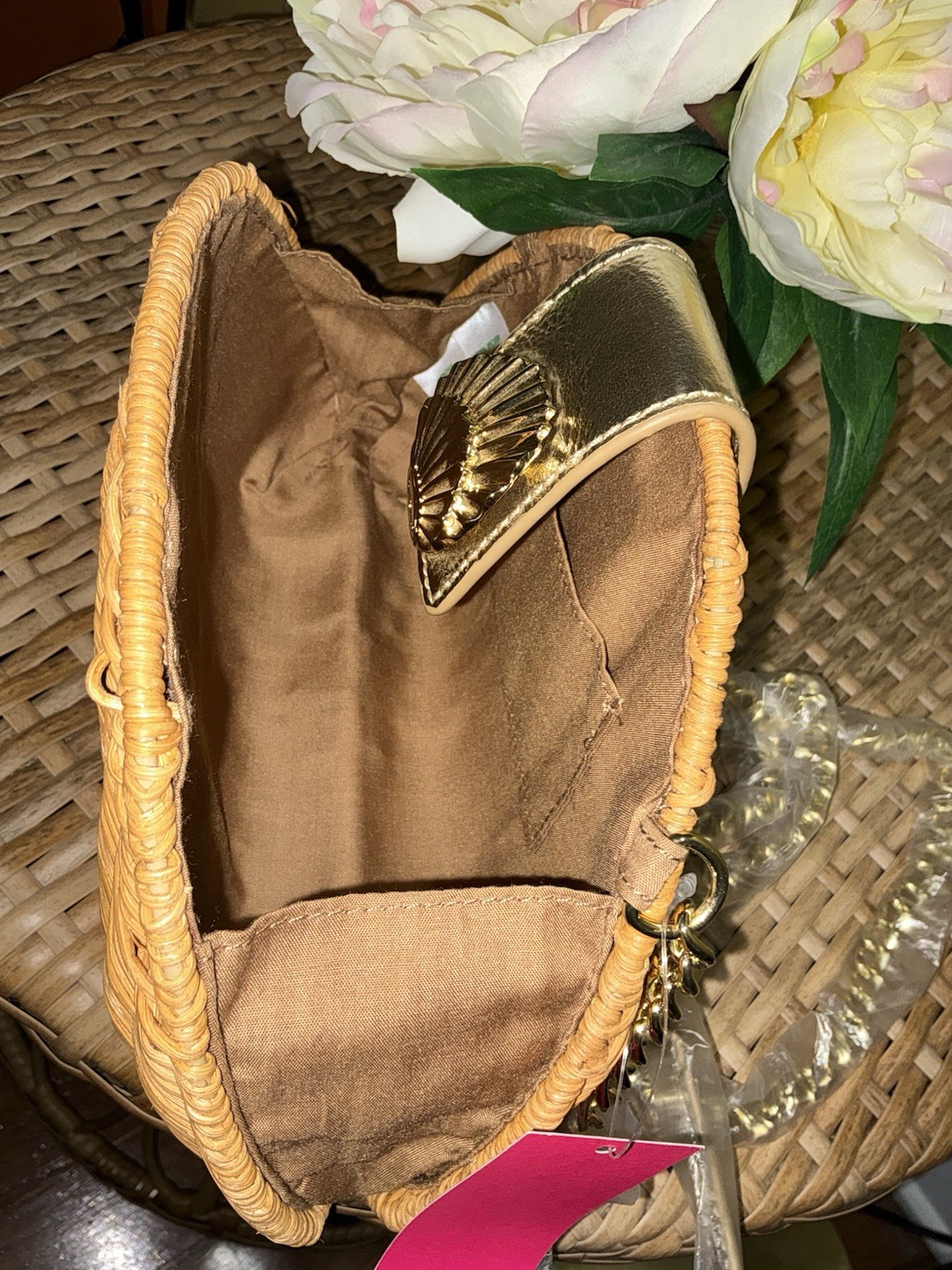 Lilly Pulitzer NWT Redford Wicker Crossbody Bag Natural