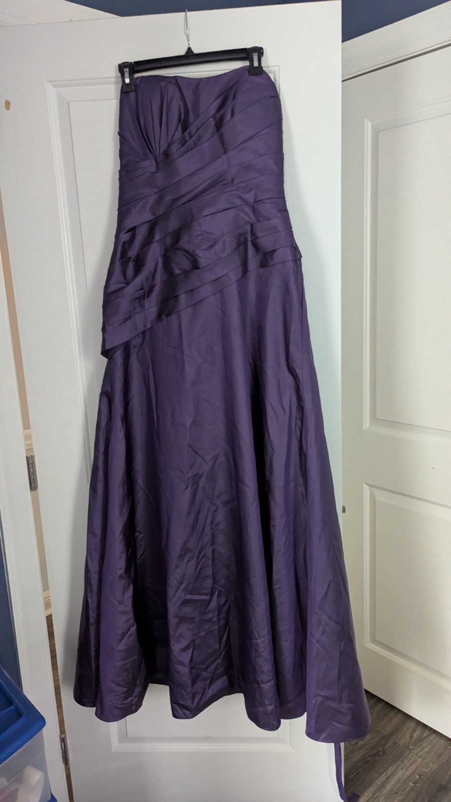 Mori Lee Dress Purple Eggplant bridal Ballroom Gown S 13/ 14 Straples NWT