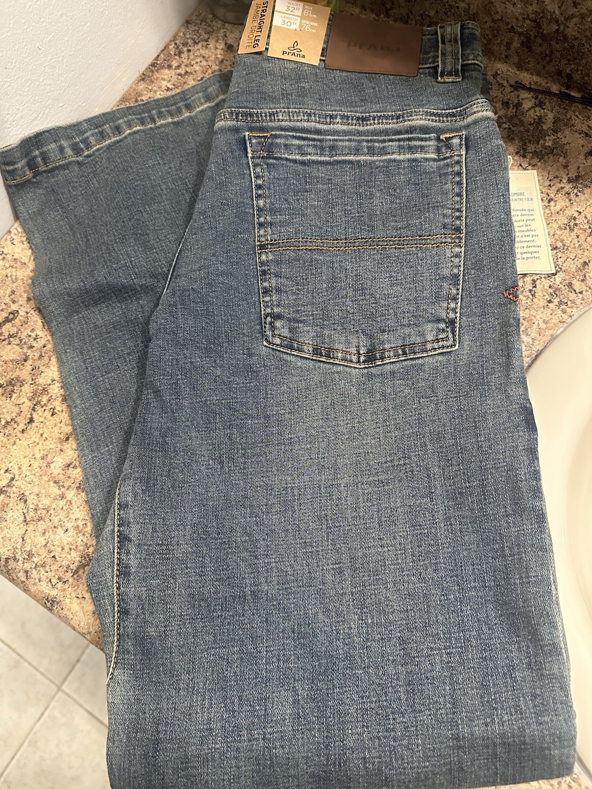 NWT Prana Axiom Jeans Mens Size 32 X 30 Antique Stone Washed