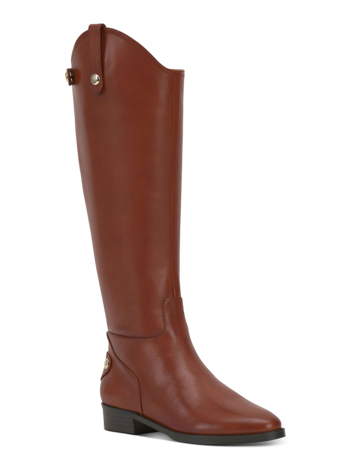 INC Womens Brown Pull Tab Aleah Round Toe Stacked Heel Leather Riding Boot 9 M