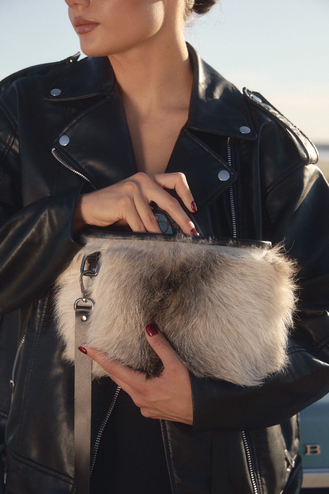 Real goat fur bag for women tote shopper purse gift for women
