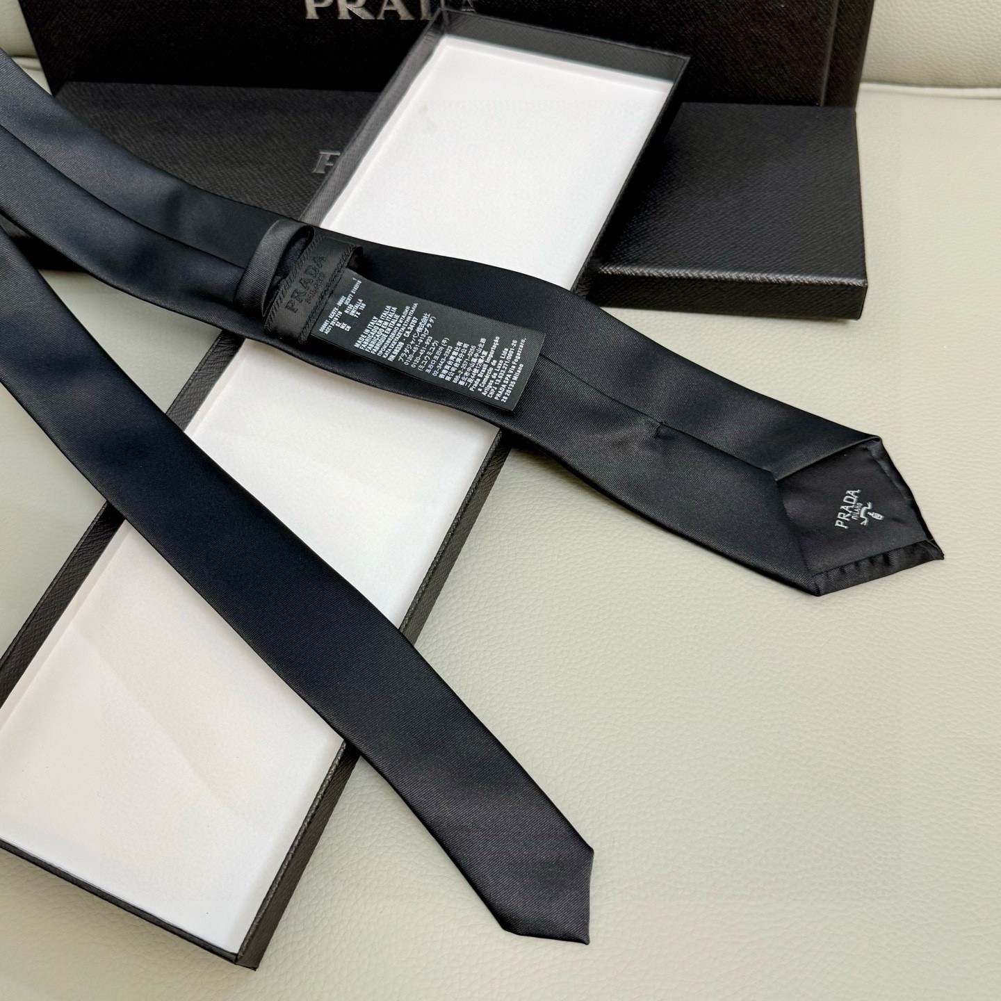 Mens Black Prada Re Nylon Tie Triangle Logo