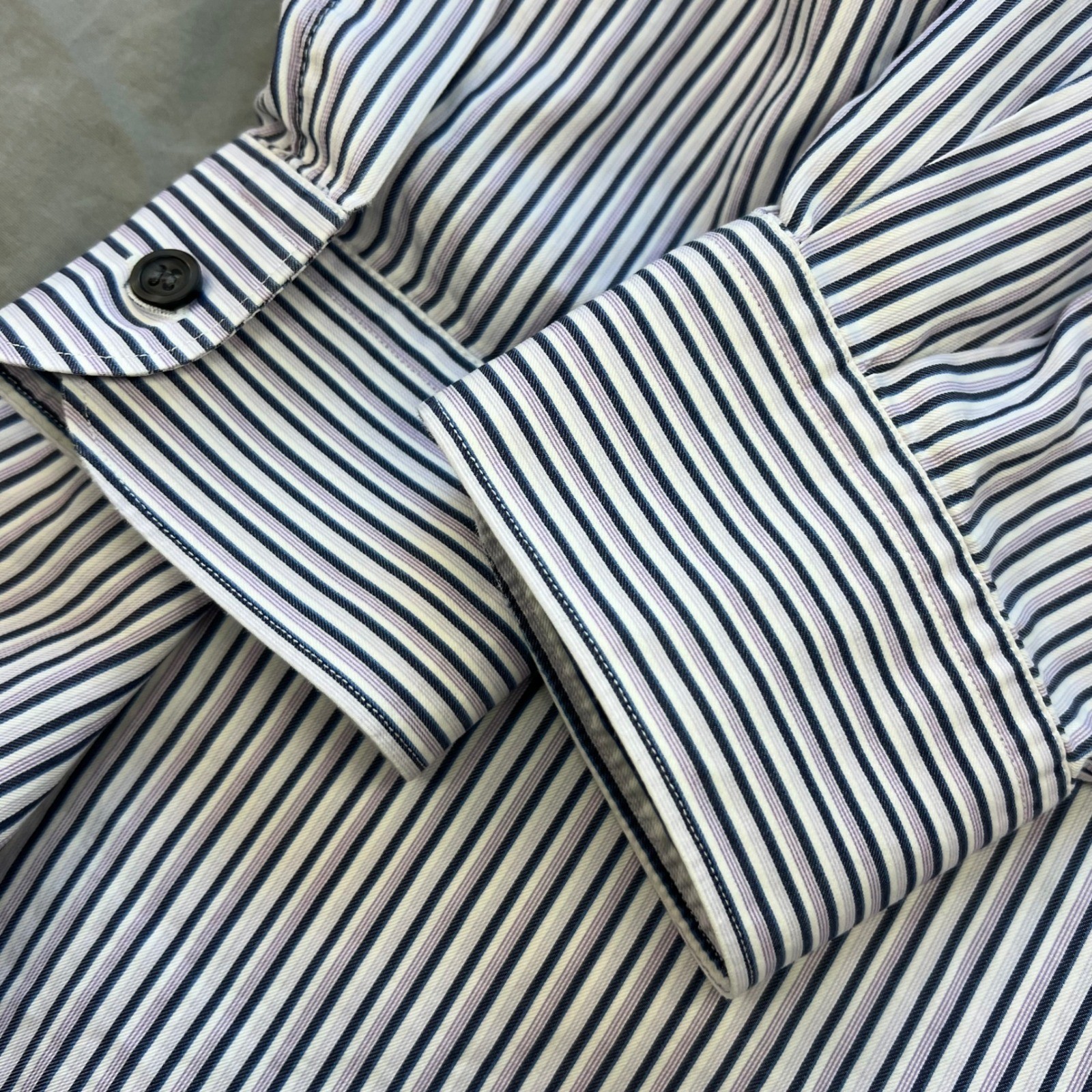 Ermenegildo Zegna Men’s Striped Dress Shirt XL Made in Turkey Missing Buttons