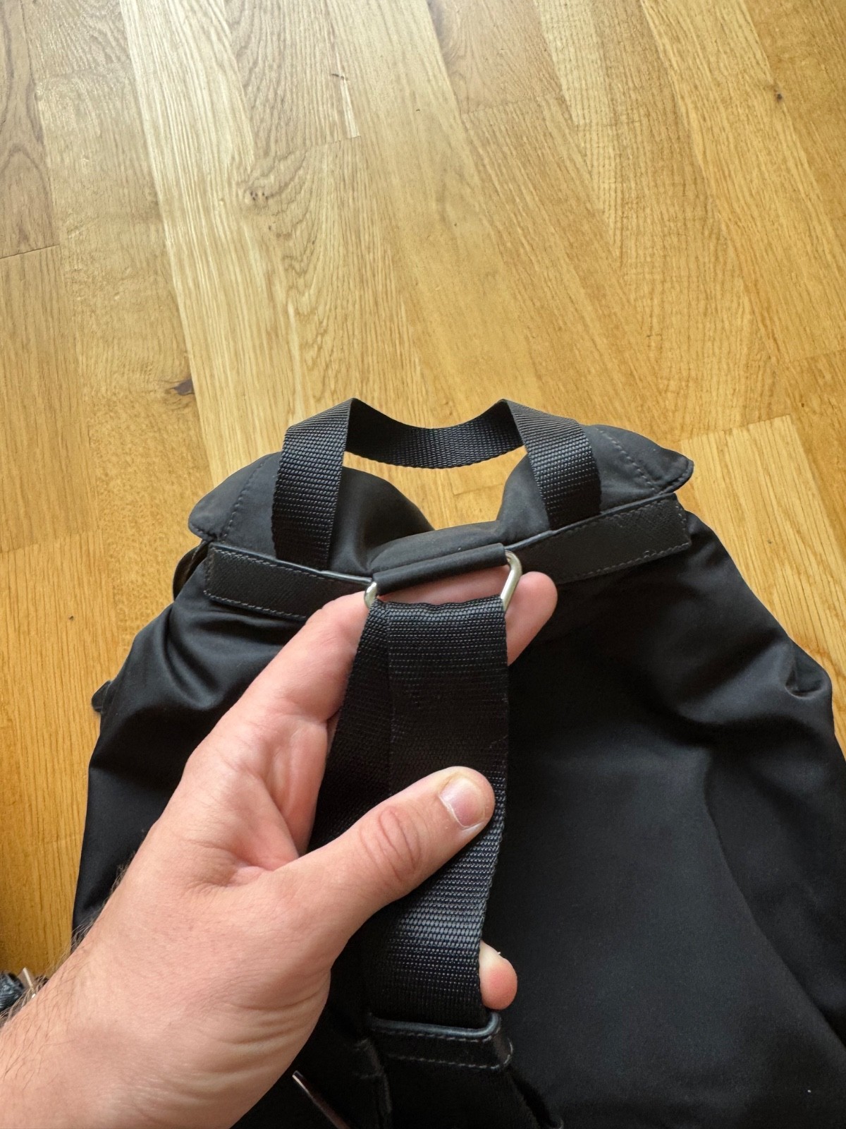 PRADA Re Nylon Buckle Closure Backpack Medium Black Nylon