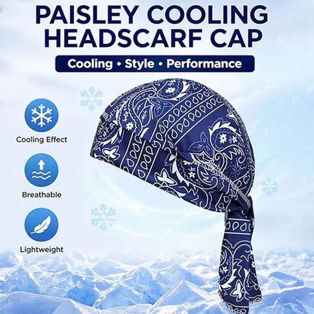 Paisley Print Hijab Cap Bandana Headscarf UV Protection Quick Dry Cycling