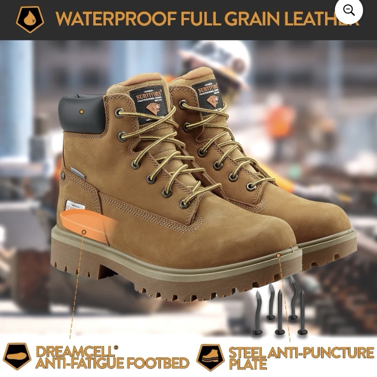 Herman Survivors Professional Series Driller Steel Toe Work Boots NEW Wheat Tan