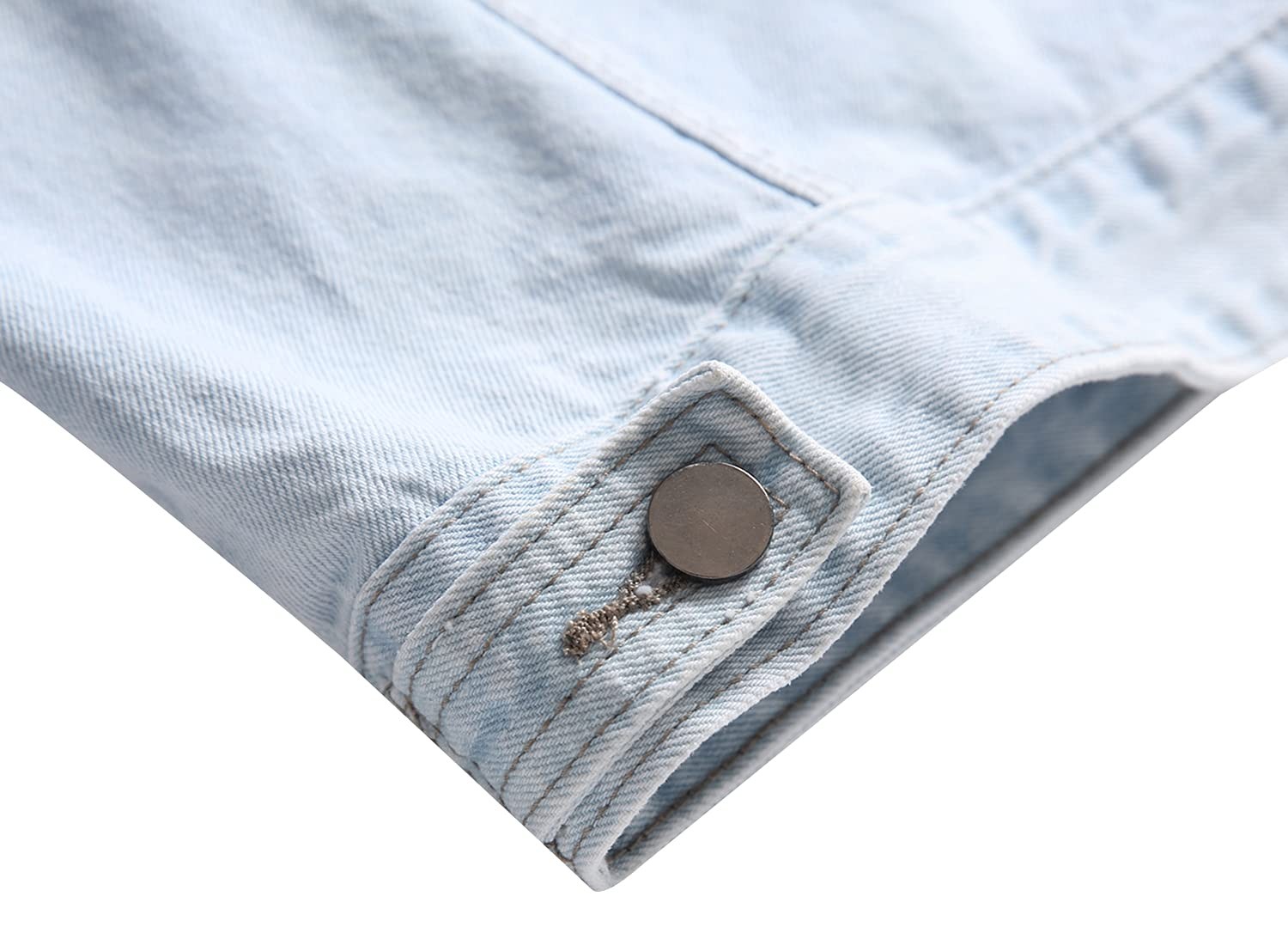 Men’s Distressed Ripped Slim Fit Denim Jacket Casual Button Up Trucker Jean Coat