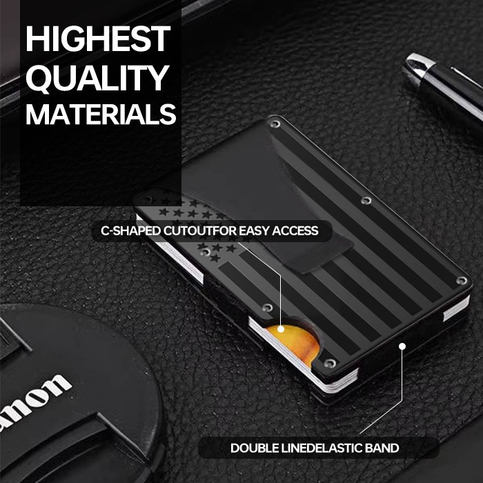 RFID Blocking Minimalist Credit Card Holder & Money Clip Wallet for Men
