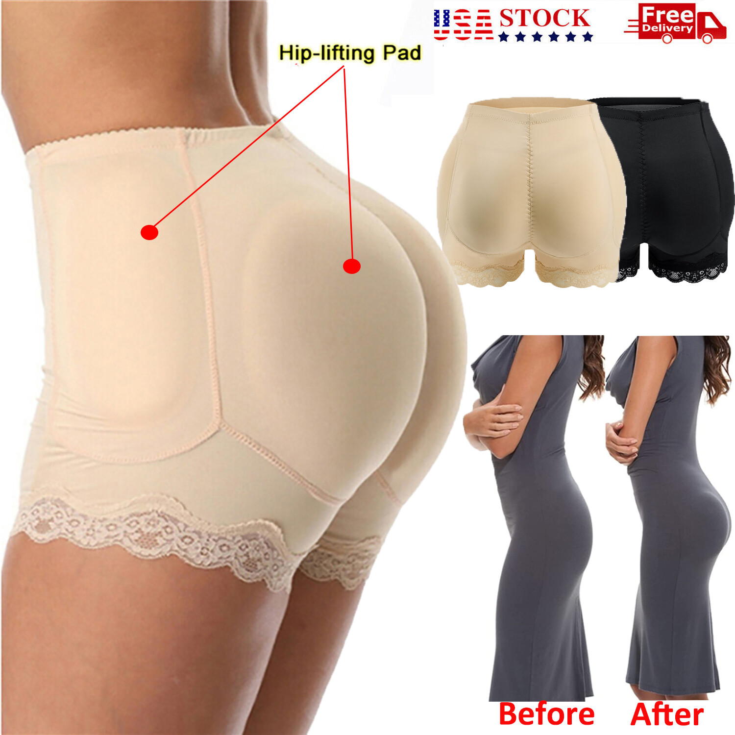 Womens Buttock Padded Enhancer Shaper Panties Underwear Hip FAKE ASS Butt Lifter