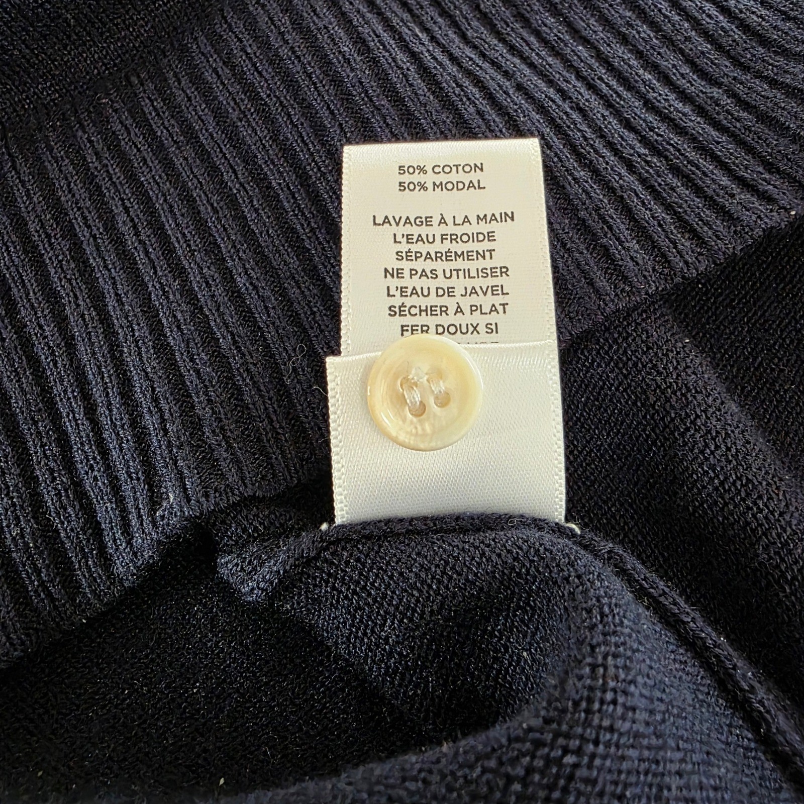 Lilla P Navy Blue Knit Button Shoulder Tunic Sweater Medium Coastal Nautical