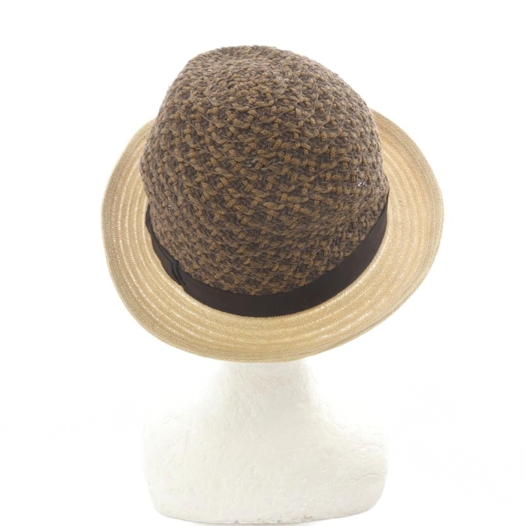 Day Strows Beige Brown Cotton Straw Hat Women 56cm (22in) AB Condition
