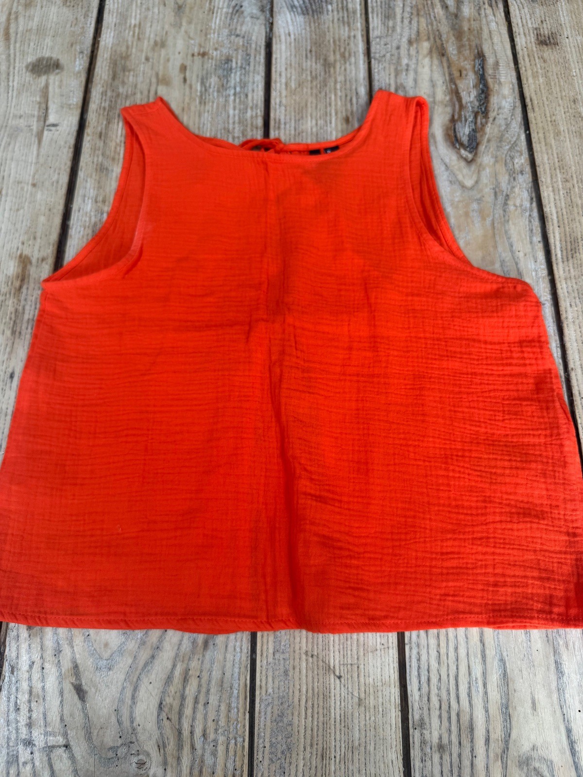 Immaculate VERO MODA Vibrant Orange Muslin Tie Back Sleeveless Tank TOP, Small ª