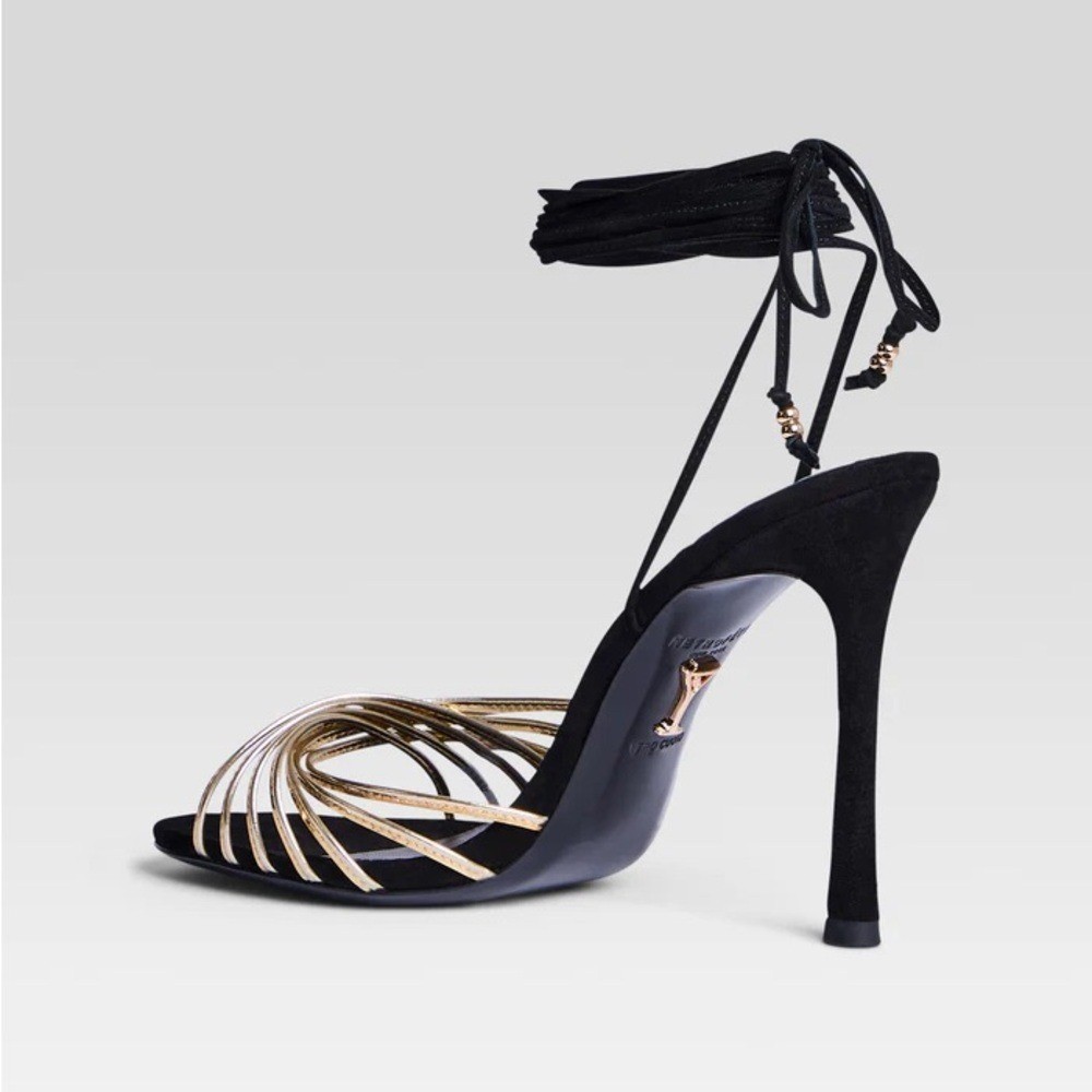 Retrofete Lucio Sandal Black Gold NIB MSRP $400 Size 7.5
