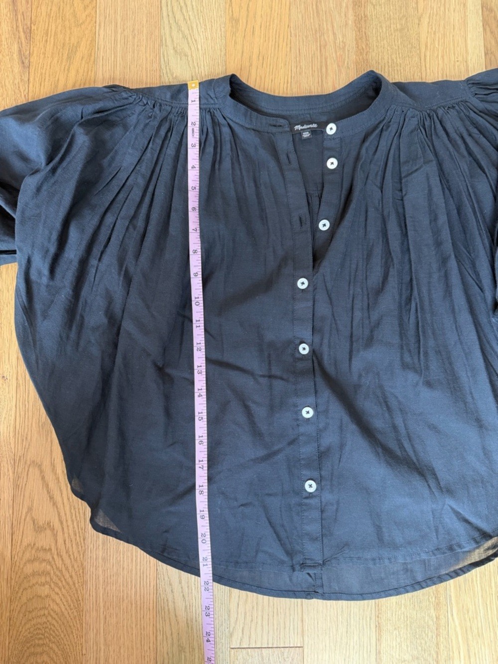🖤 Madewell Shirred Voile Button-Up Top Black XXS 🖤