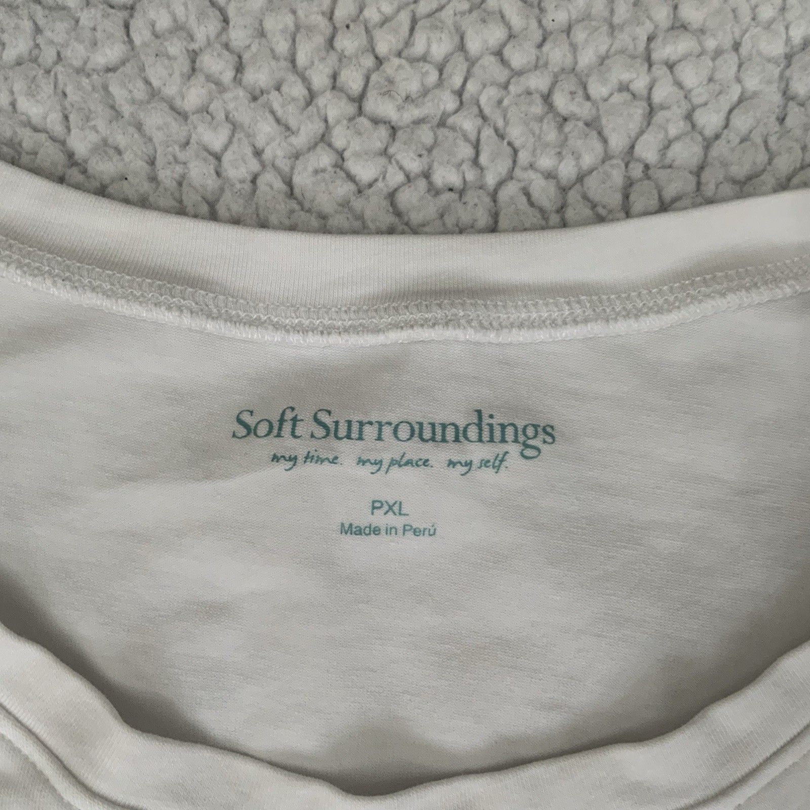 Soft Surroundings Pima Cotton Short Sleeve Tee Shirt White Summer Classic PXL