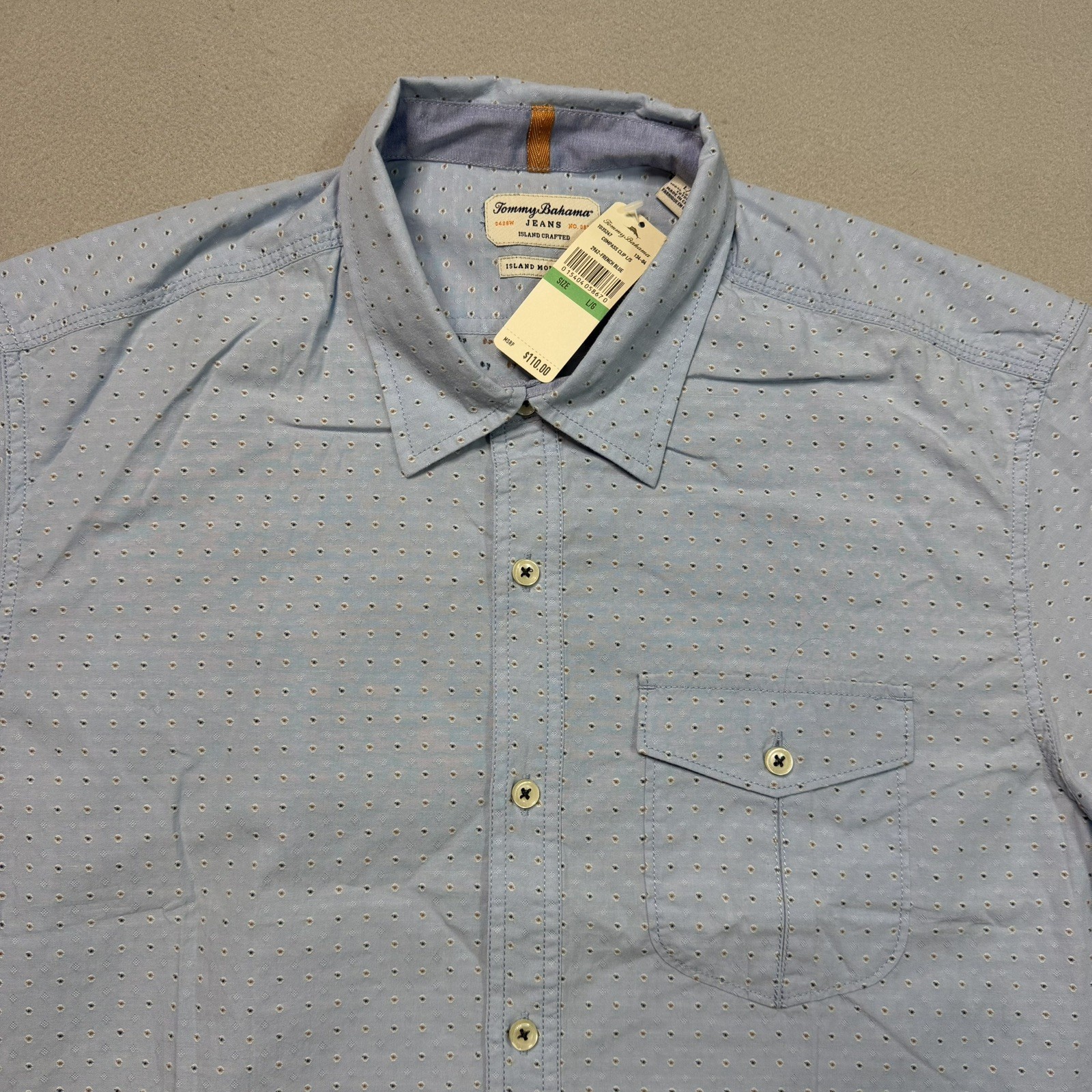 Tommy Bahama Jeans Shirt Size Large Island Crafted Modern Fit Beach Button down
