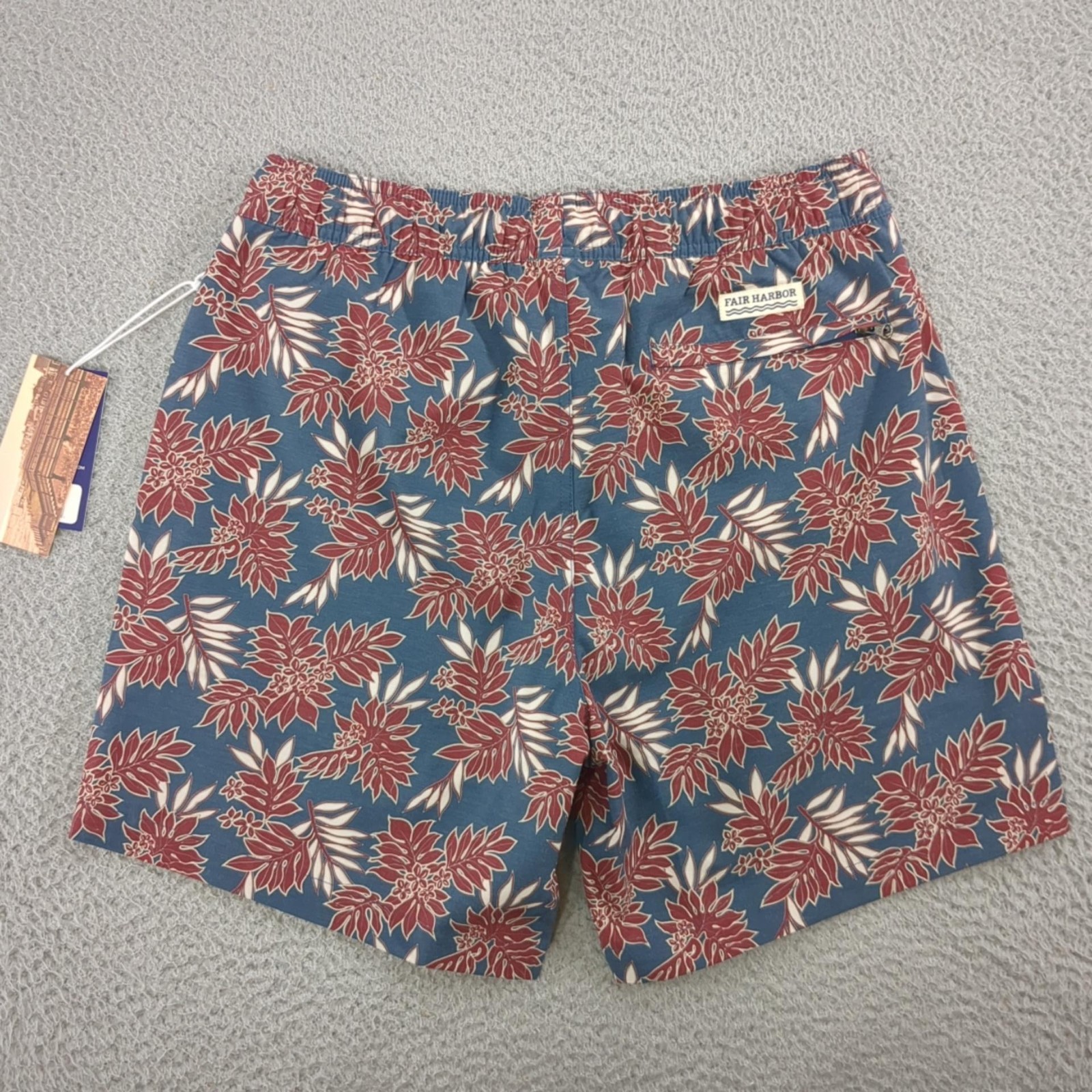 Fair Harbor Shorts Mens Large Blue Bayberry 7 Inch Swim Trunks Lined Drawstring