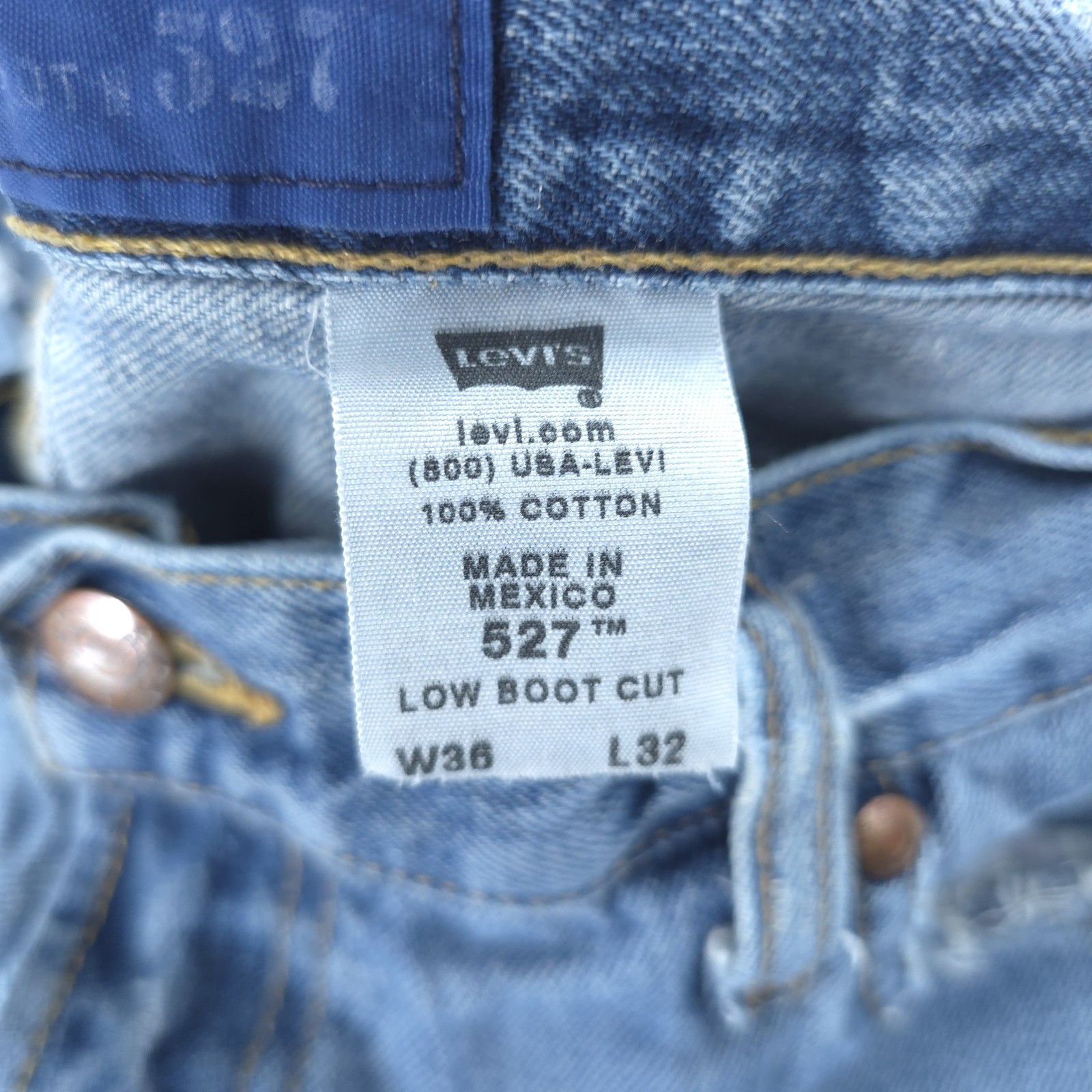 Levis Low Boot Cut 527 Jeans 36×32 Mens Low Rise Distressed 00s Alternative Y2K
