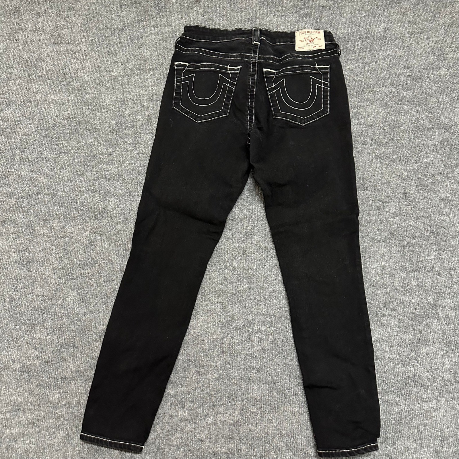 True Religion Jeans Womens Size 31 Black Jennie Curvy Super Skinny Contrast