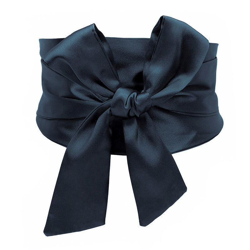 Hot Women Waistband Satin Bowknot High Waist Corset Belt Wide Sash Ribbon Tie Dr
